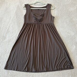 Saint Tropez West Fit& Flare Empire Sleeveless Brown Stretch Knit Tank Dress XL
